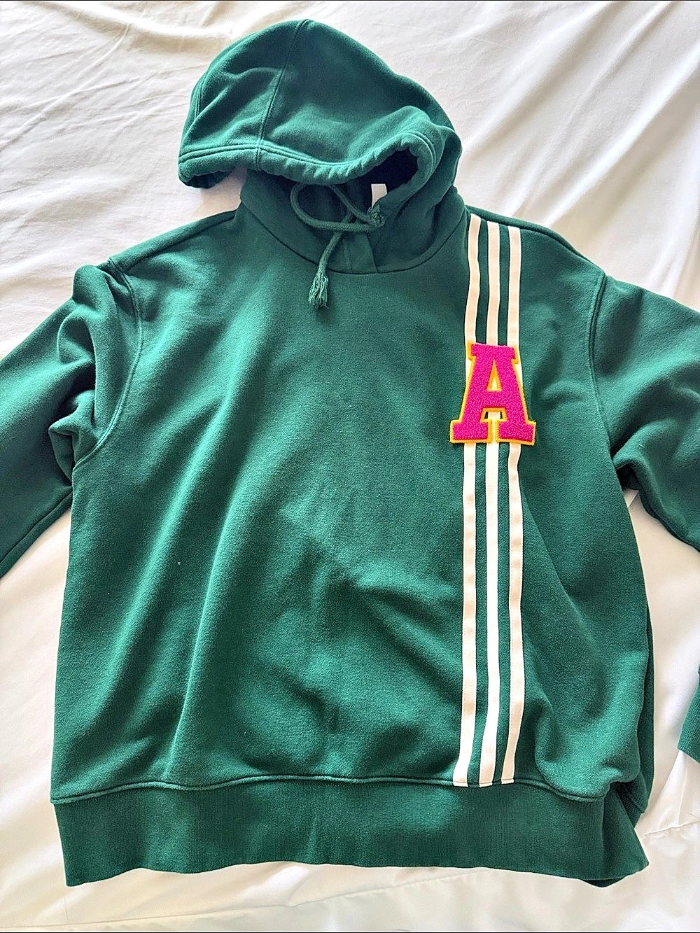 adidas Striped Hoodie Green & White Size Medium